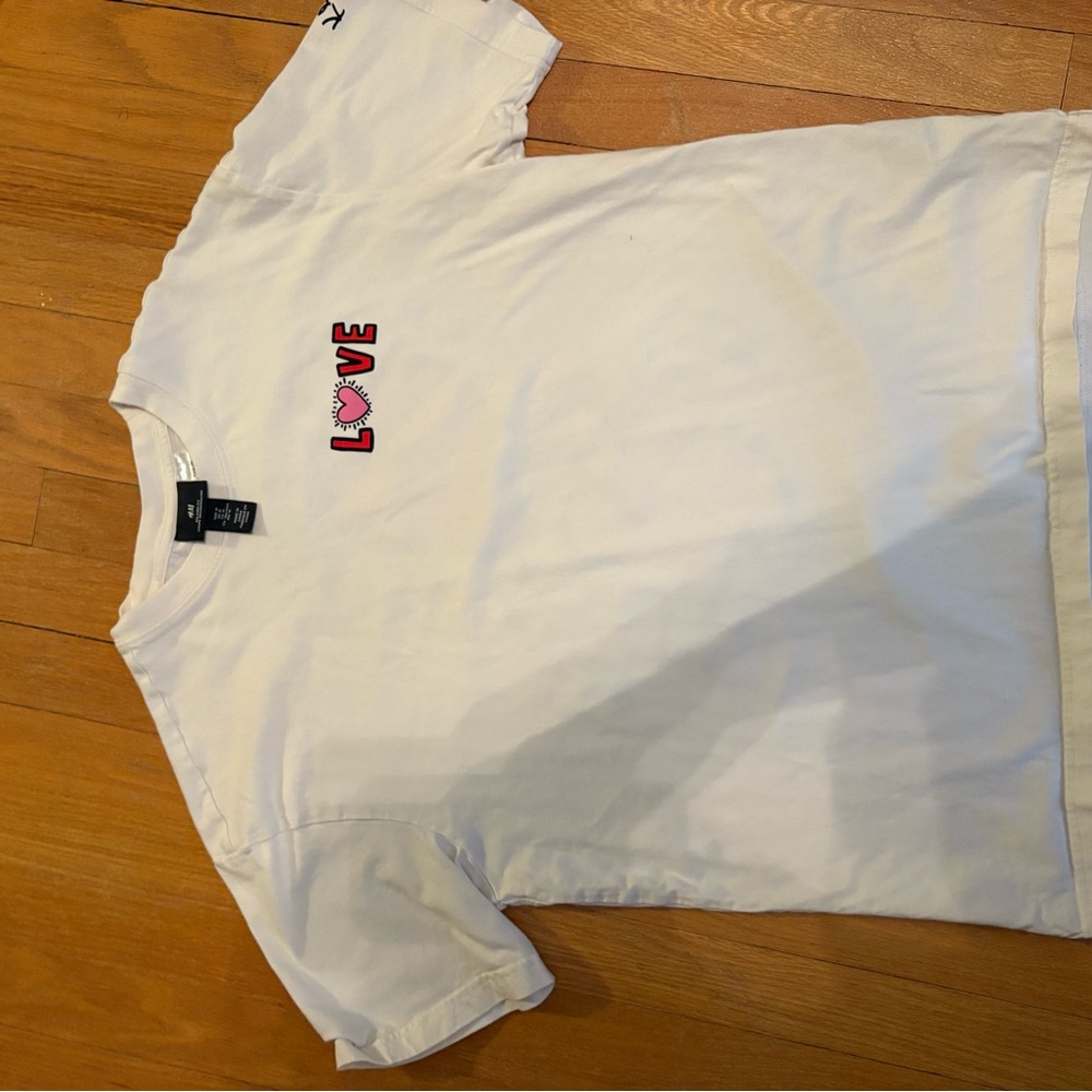 H&M White T-Shirt with Love Design